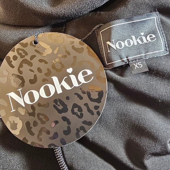 Nookie Womans size XS Phoenix Off Shoulder Midi Dress Gown in Black Bodycon NEW - Picture 6 of 8